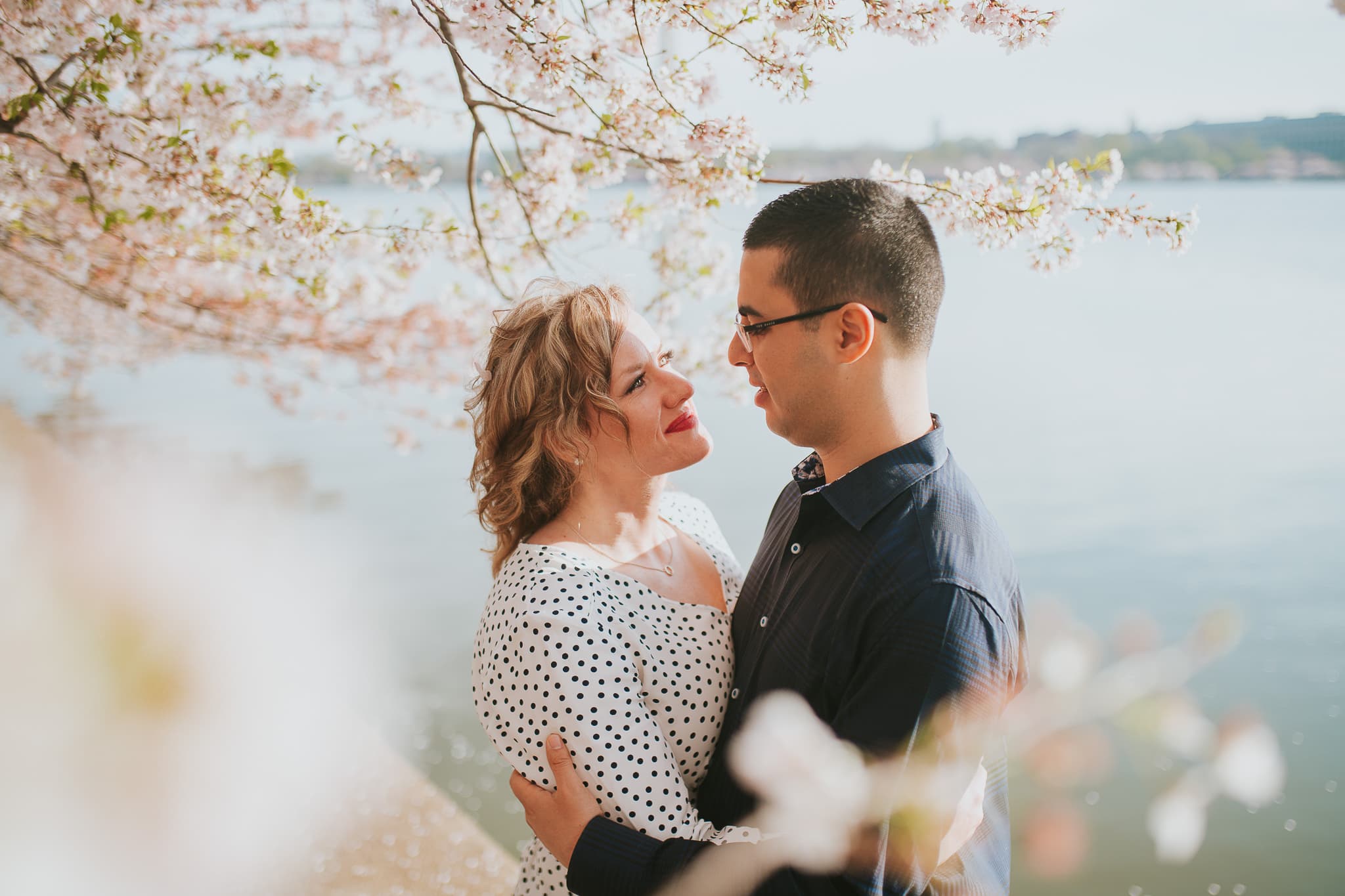 engagement photos during the cherry blossom festival 